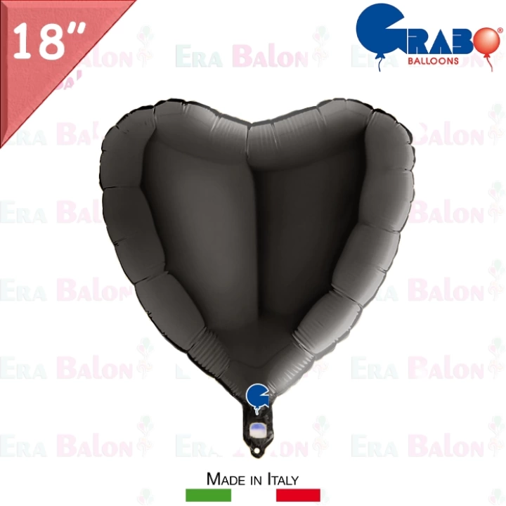 Folyo Balon Grabo 18 A. Kalp Siyah 10lu Paket