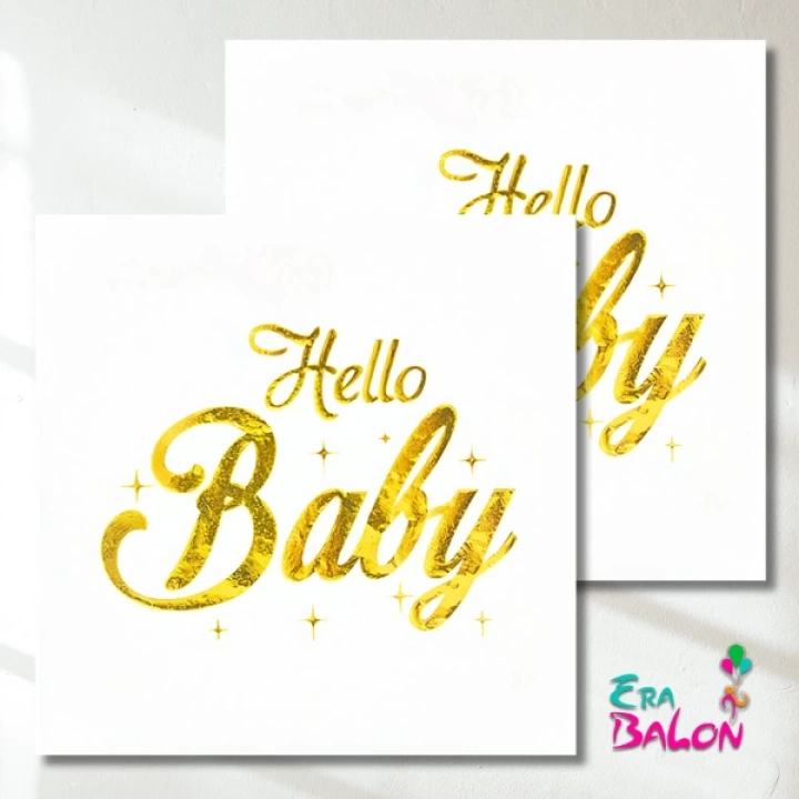 Peçete Hello Baby Altın Baskılı 16lı