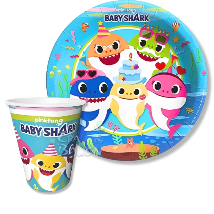 Tabak-Bardak Lisanslı Baby Shark 8li