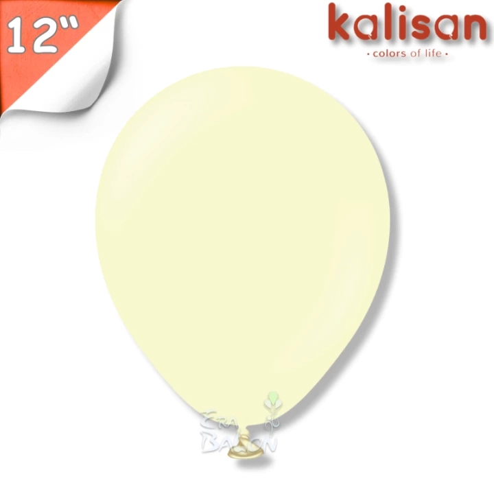 Makaron 12 Balon Kalisan Solgun Sarı (Macaron Pale Yellow)