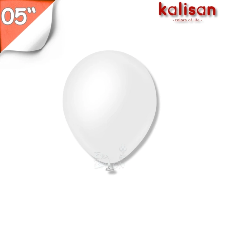 Opak Saten 5 Balon Kalisan Kar Beyaz (Satin Snow White) 50li