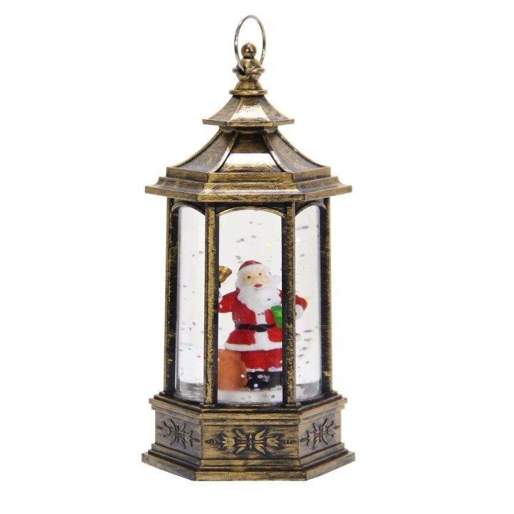 Küre Altıgen Noel Baba Işıklı 14 Cm