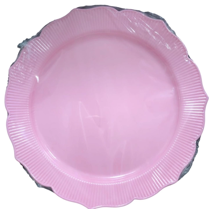 Tabak Lüks Sert Plastik 25 Cm 6lı Pembe