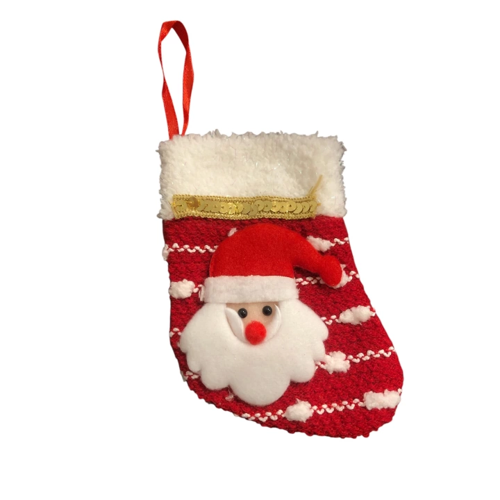 Yılbaşı Süs Çorap Çizgili Noel Baba 15 Cm