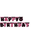 Banner Happy Bırthday Pink Stars