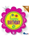 Folyo Balon 18 P. Grabo Birthday Button Flowers