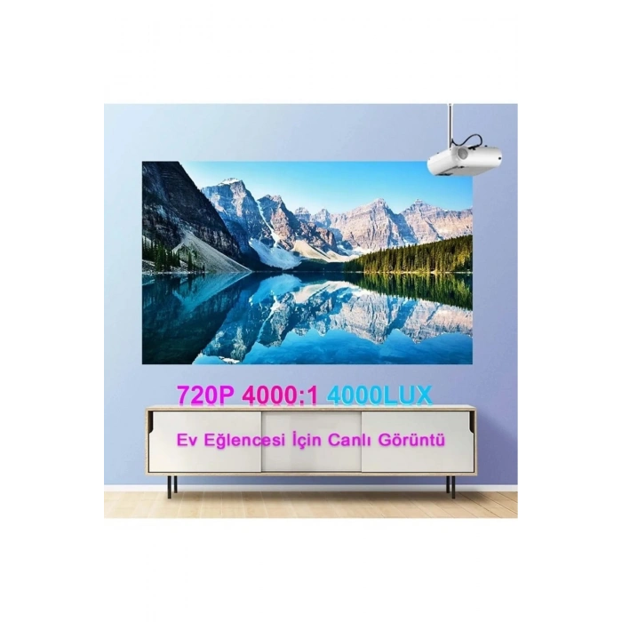 Projeksiyon Cihazı P62 Full HD Destekli Wifi & iOS & Android Cep Tel Yansıtma Mini