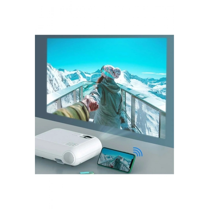 Projeksiyon Cihazı P62 Full HD Destekli Wifi & iOS & Android Cep Tel Yansıtma Mini