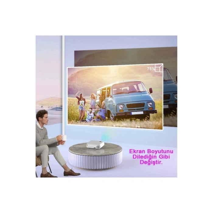 Projeksiyon Cihazı P62 Full HD Destekli Wifi & iOS & Android Cep Tel Yansıtma Mini