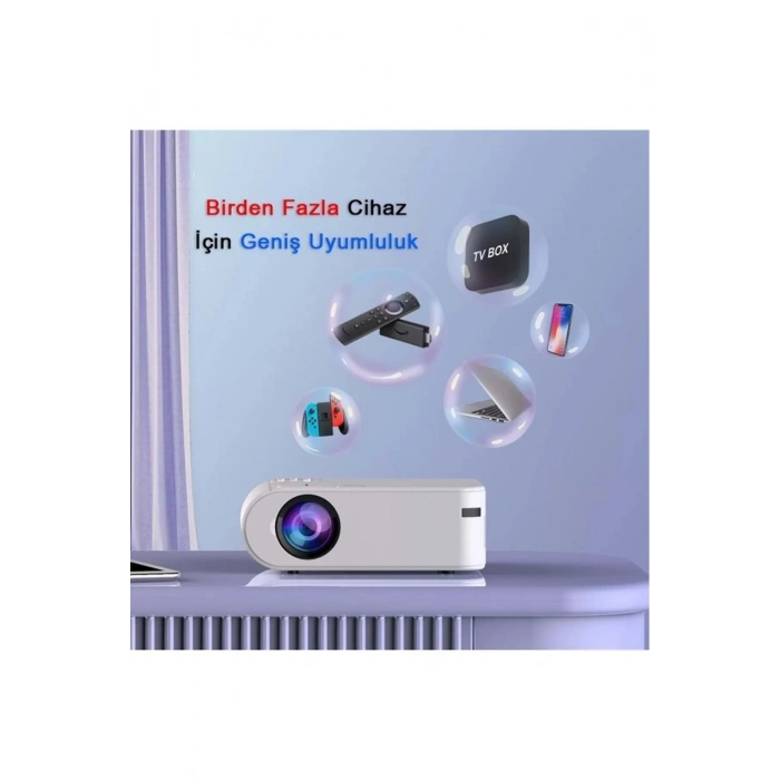 Projeksiyon Cihazı P62 Full HD Destekli Wifi & iOS & Android Cep Tel Yansıtma Mini