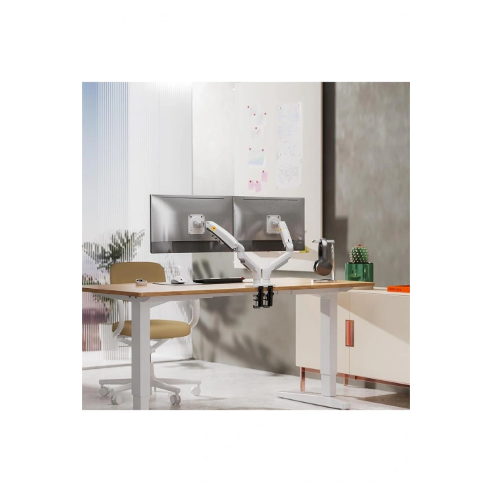 North Bayou NB F160 17-27 Çift Kol 2-9 kg Amortisörlü Monitör Standı (Beyaz)