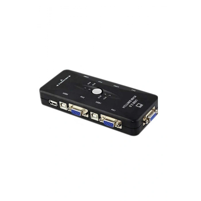 4 Port KVM Switch VGA + USB 2.0 - 4 PC 1 Monitör Klavye Fare Kontrol Cihazı (1080p 30Hz - Sürücüsüz