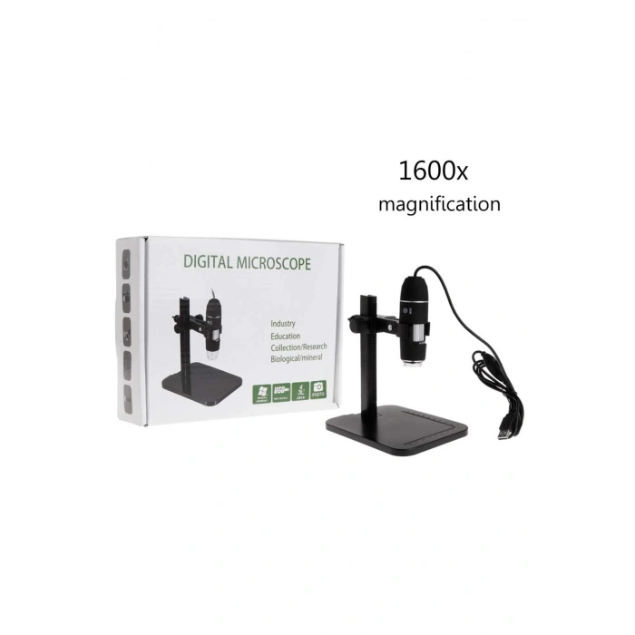 1600X 8 LED USB Dijital Mikroskop - Ayarlanabilir Stantlı Elektronik Kart ve İnceleme Kamerası