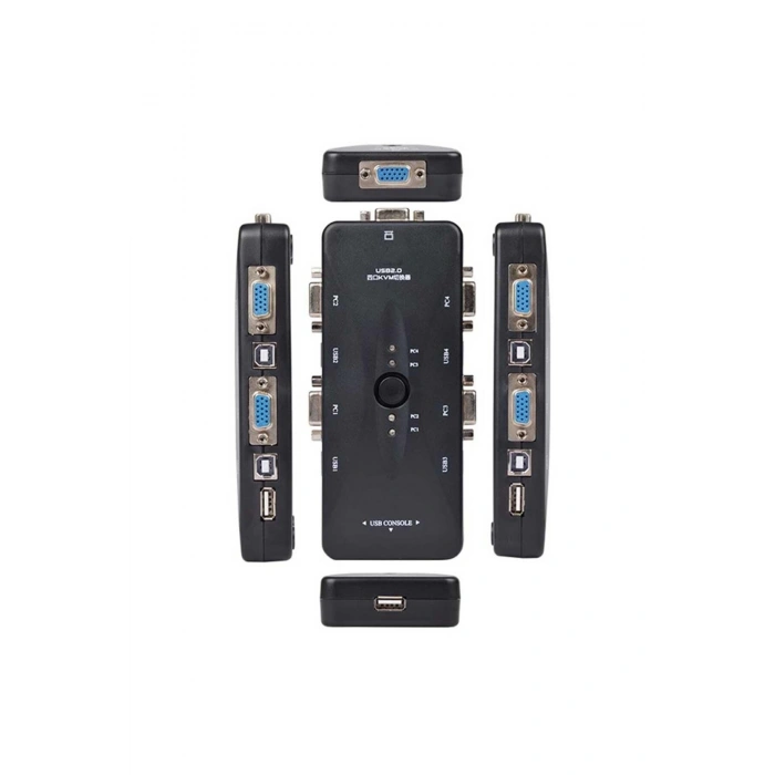 4 Port USB KVM Switch - 4 PC Tek Monitör ve Klavye/Fare Kontrol Cihazı