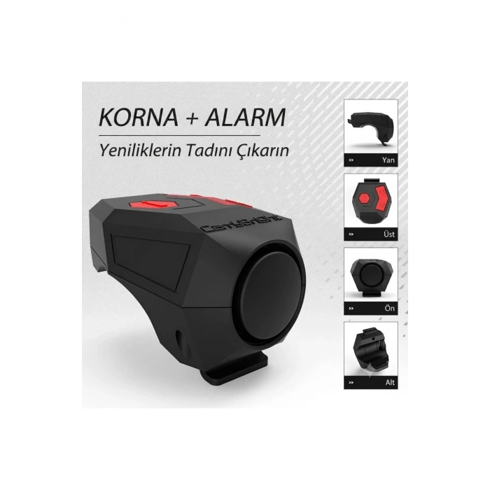 CarryBright 2’si 1 Arada Güvenlik Alarmlı Şarj Edilebilir Bisiklet Kornası