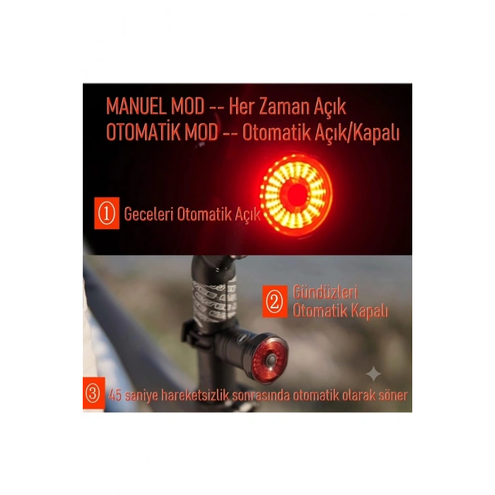 Akıllı Sensörlü ve Fren Uyarılı Bisiklet Arka Stop Lambası