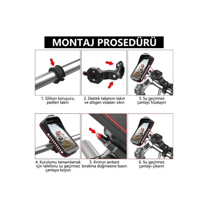 Su Geçirmez Motosiklet, Bisiklet ve Scooter Telefon Tutucu | 360° Döner Stand