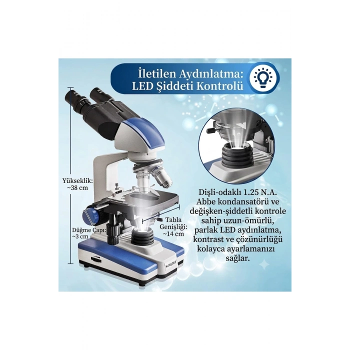 Profesyonel 2500x Hassas Odaklı Binoküler Biyolojik Laboratuvar Mikroskobu