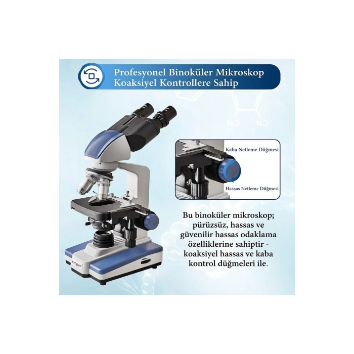 Profesyonel 2500x Hassas Odaklı Binoküler Biyolojik Laboratuvar Mikroskobu