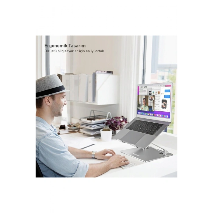 Full Alüminyum Ayarlanabilir Ergonomik Laptop Standı (10-17 İnç)