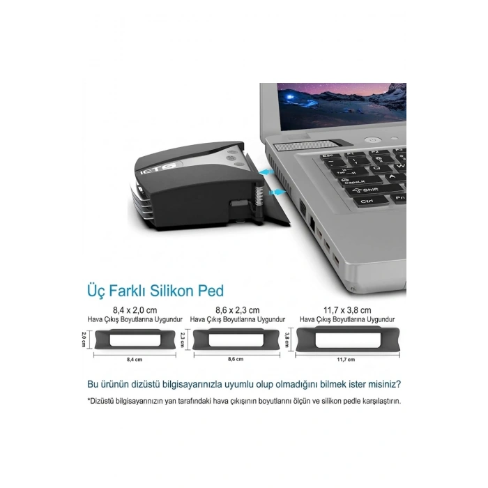 Dijital Göstergeli Vakumlu Notebook Soğutucu Fan (Hız Ayarlı)
