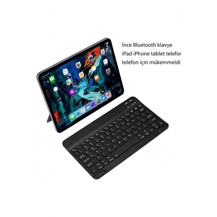 Mini Bluetooth Şarjlı ve Pilli Slim Rubber Kablosuz Klavye