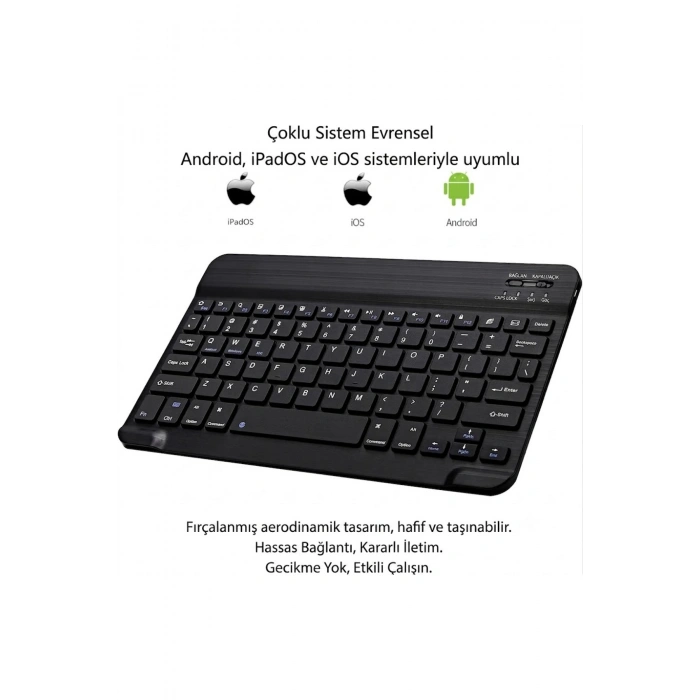 Mini Bluetooth Şarjlı ve Pilli Slim Rubber Kablosuz Klavye