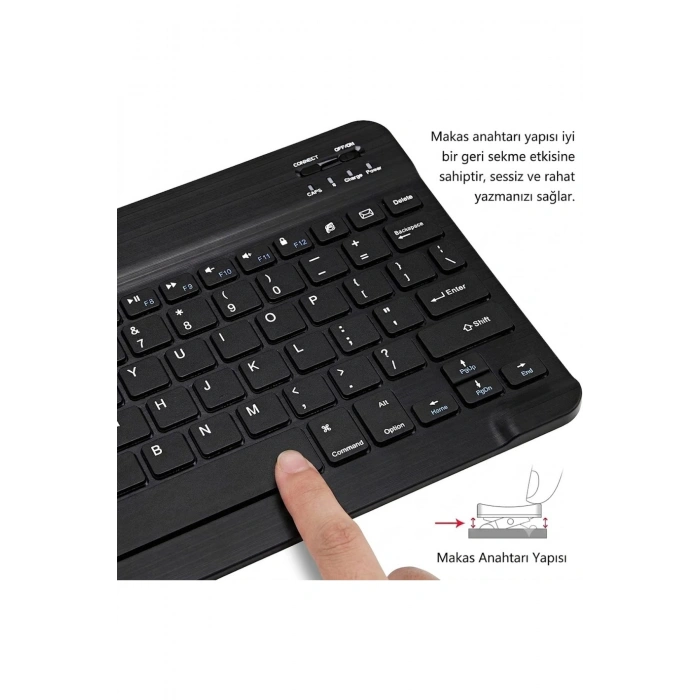 Mini Bluetooth Şarjlı ve Pilli Slim Rubber Kablosuz Klavye