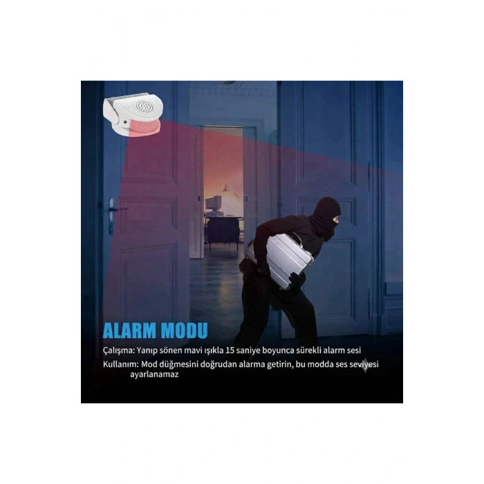 Hareket Sensörlü Misafir Karşılama Zili ve Güvenlik Alarmı (3 Modlu / Kumandalı / PIR Sensörlü)