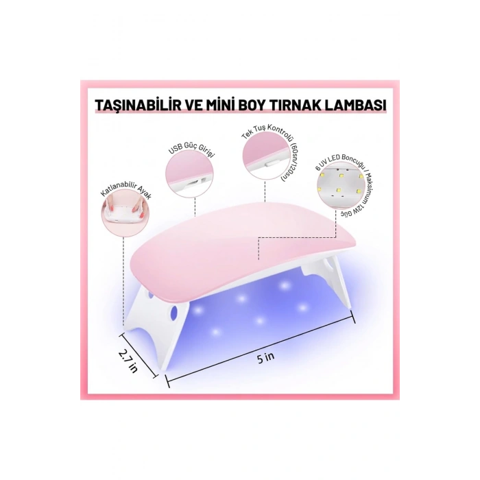 Mini 6 Watt USB UV LED Tırnak Oje Kurutma Makinesi