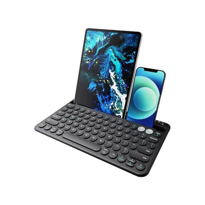 Retro Tasarım Şarjlı Kablosuz Bluetooth Klavye 78 Tuşlu Mini Boy İngilizce