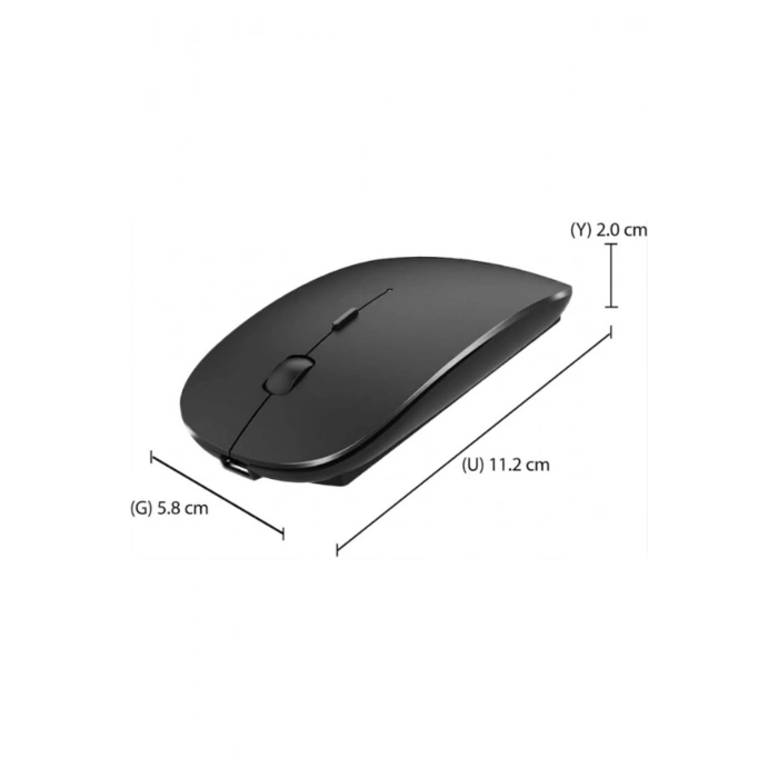 Çift Modlu Şarj Edilebilir Sessiz Kablosuz Mouse (Bluetooth + 2.4GHz)