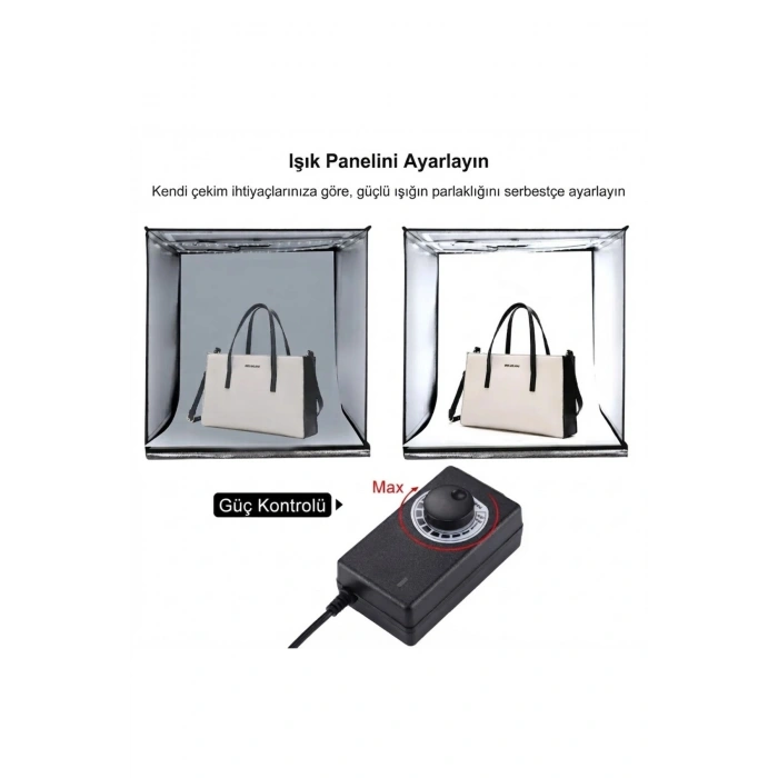 Pro 60x60 cm Profesyonel LED Işıklı Ürün Fotoğraf Çekim Çadırı (3 Fonlu Stüdyo Seti)