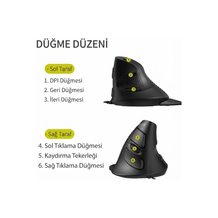 Delux M618GX Ergonomik Dikey 6 Tuşlu Kablosuz Optik Mouse