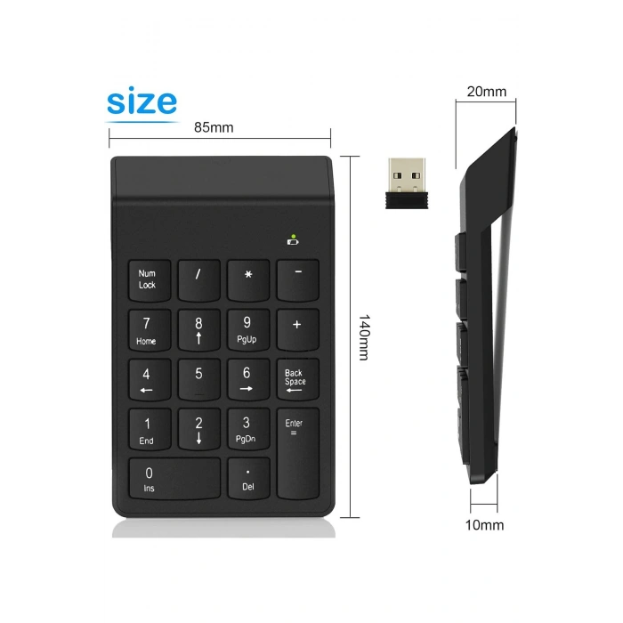 2.4GHz Kablosuz Nümerik Klavye (Ultra İnce Taşınabilir Numpad)