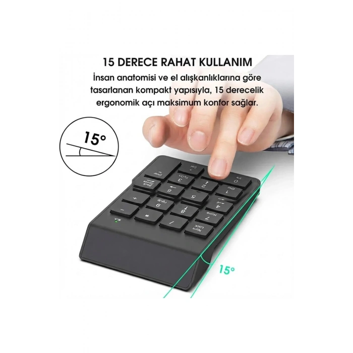 2.4GHz Kablosuz Nümerik Klavye (Ultra İnce Taşınabilir Numpad)
