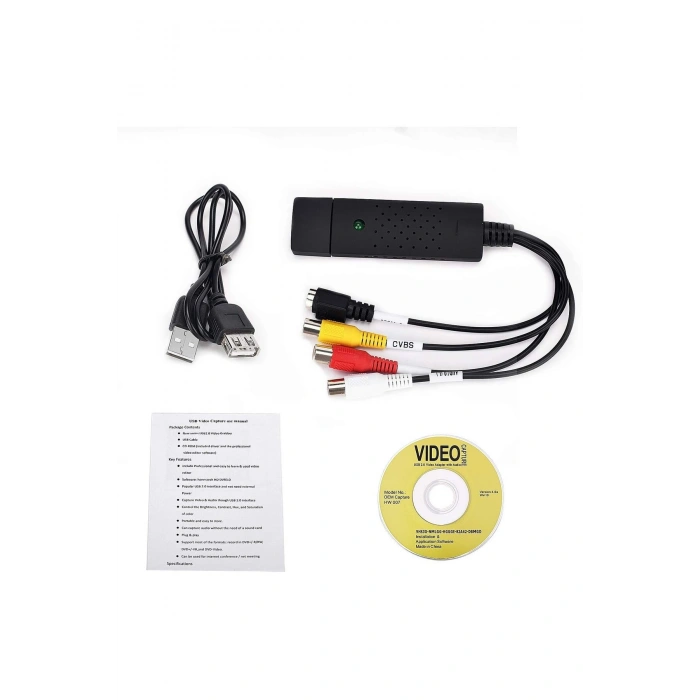4 Kanal USB EasyCap Video DVR Yakalama ve Kayıt Kartı (RCA / BNC Uyumlu)