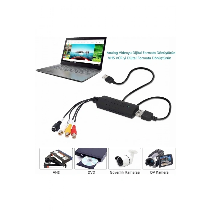 4 Kanal USB EasyCap Video DVR Yakalama ve Kayıt Kartı (RCA / BNC Uyumlu)