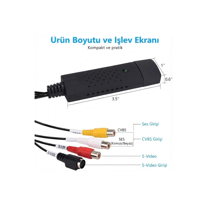 4 Kanal USB EasyCap Video DVR Yakalama ve Kayıt Kartı (RCA / BNC Uyumlu)