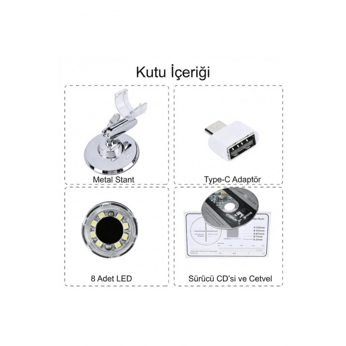 1600X 2MP USB Dijital Mikroskop Endoskop Kamera