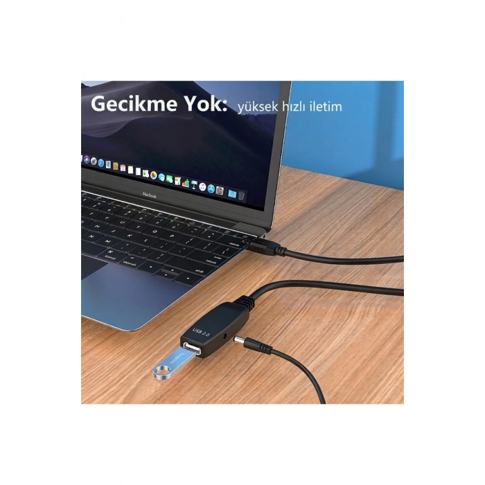 15 Metre USB 2.0 Sinyal Güçlendirici Çipli Profesyonel Uzatma Kablosu