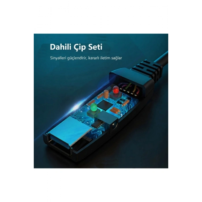 15 Metre USB 2.0 Sinyal Güçlendirici Çipli Profesyonel Uzatma Kablosu