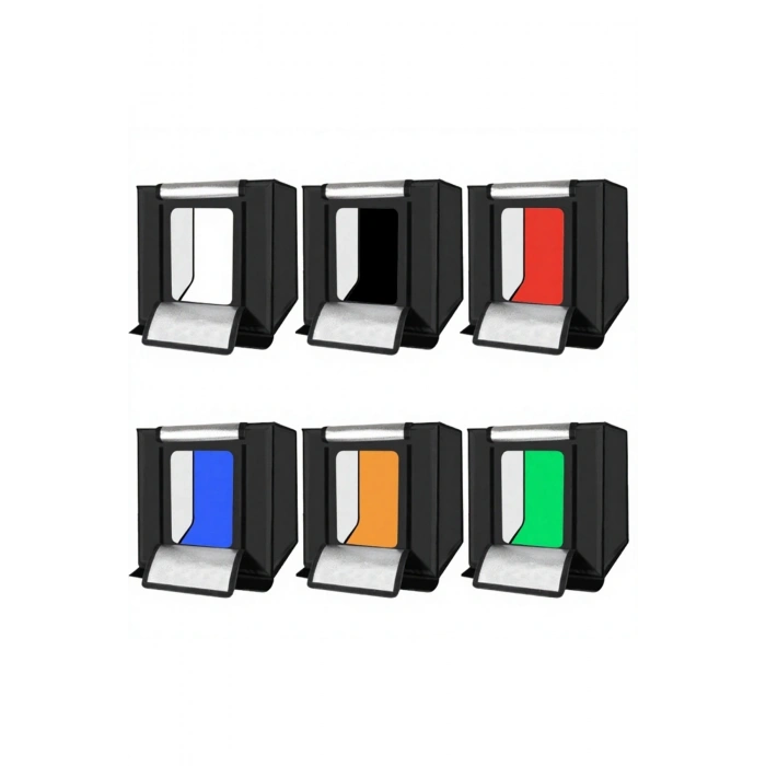40x40 cm 2x32 LED Işıklı Taşınabilir Fotoğraf Çekim Çadırı Stüdyo Kutusu (6 Farklı Fon)