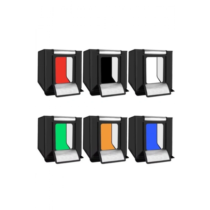 40x40 cm 2x32 LED Işıklı Taşınabilir Fotoğraf Çekim Çadırı Stüdyo Kutusu (6 Farklı Fon)