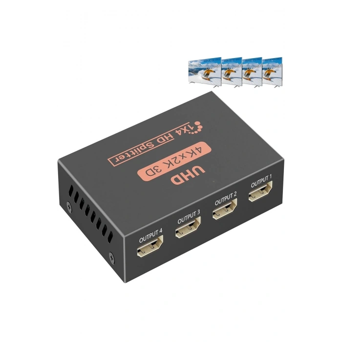 4K Ultra HD 3D 4 Port HDMI Splitter Çoğaltıcı (1 Giriş 4 Çıkış)