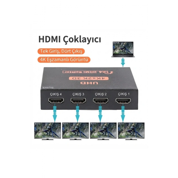 4K Ultra HD 3D 4 Port HDMI Splitter Çoğaltıcı (1 Giriş 4 Çıkış)