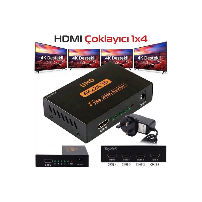 4K Ultra HD 3D 4 Port HDMI Splitter Çoğaltıcı (1 Giriş 4 Çıkış)