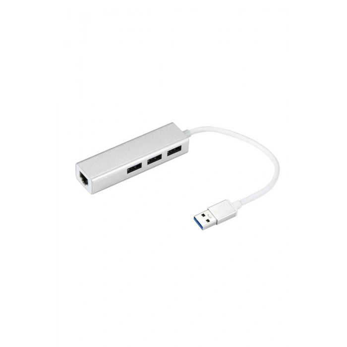 Alüminyum Type-A USB 3.0 Hub Çoklayıcı + RJ45 LAN Ethernet Dönüştürücü Adaptör