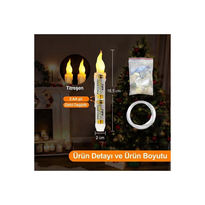 12li Uzaktan Kumandalı Alevsiz Konik Titreşimli LED Mum Seti