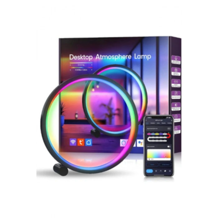 10 İnç Akıllı RGB Müzik Ritimli Gece Lambası – 25 cm Alüminyum Halka LED Masa Lambası